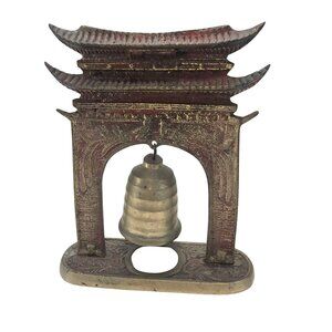 Vintage Asian-Inspired Decorative Brass Bell Pagoda Arch Design JE356